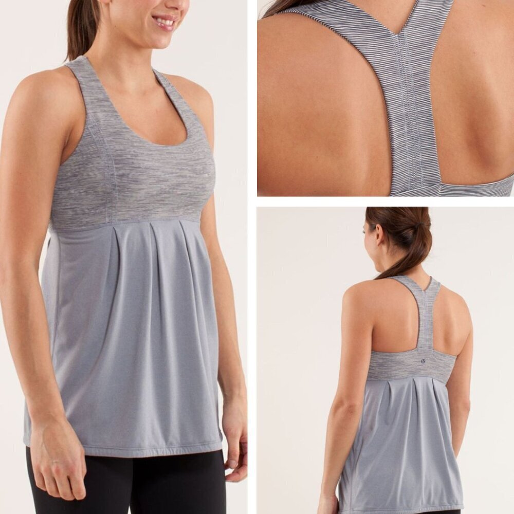 LULULEMON Power Dance Tank Heathered Fossil Wee Are From Space Coal Fossil 6